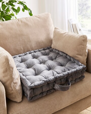 Velvet Padded Seat Cushion - Charcoal