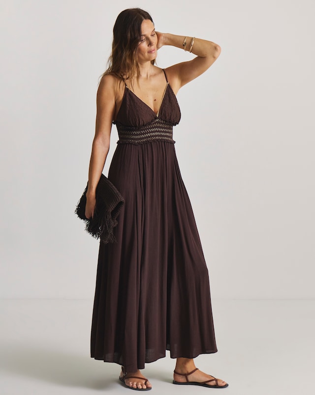 Lace and Gold Detail Maxi Beach Dress