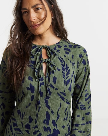 Textured Jersey Tie Detail Maxi Dress