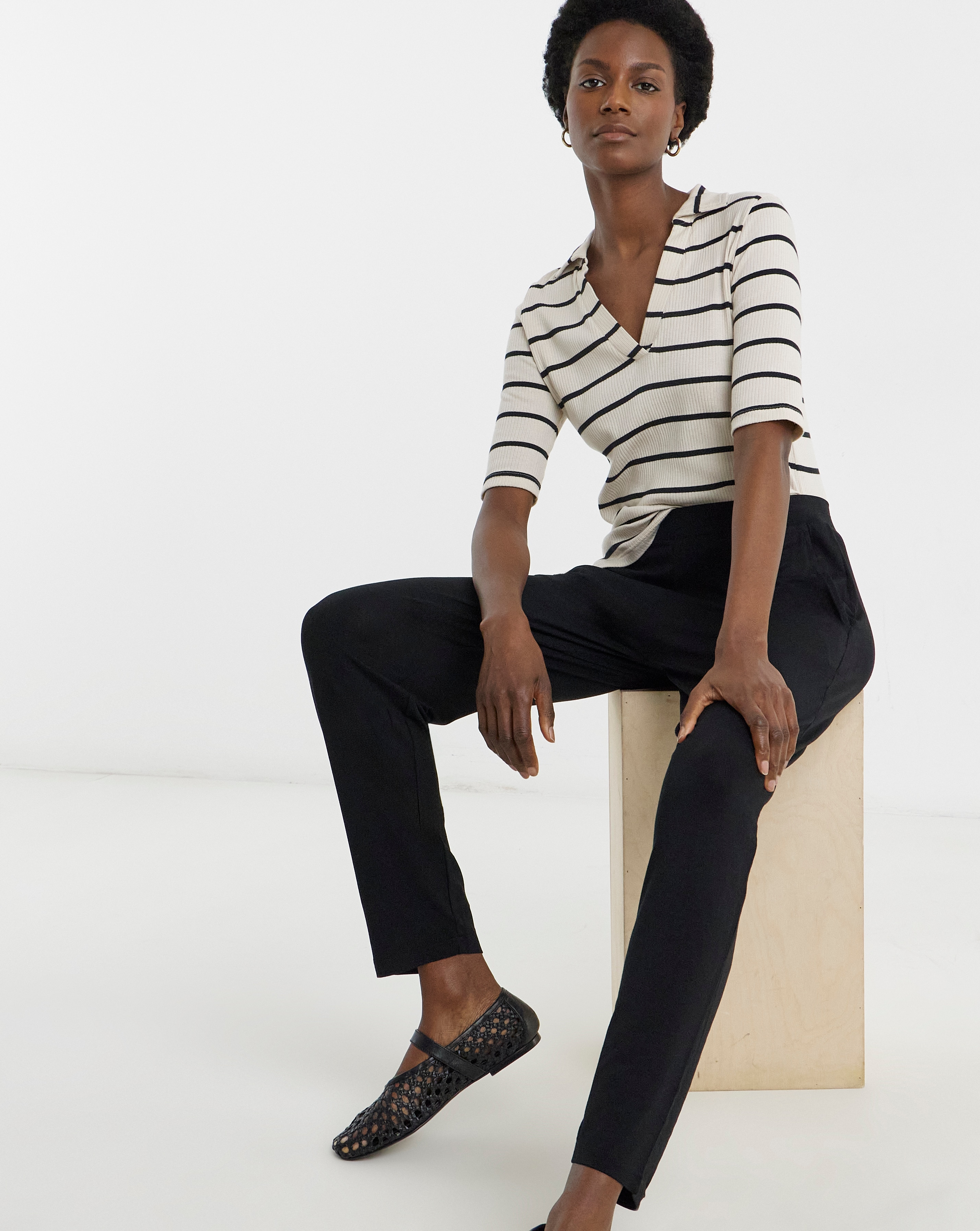 Black Jersey Tapered Trousers