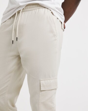 Linen Blend Fully Elasticated Cargo Trouser