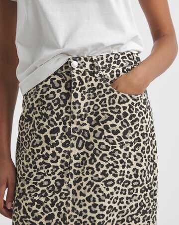 Simply Be Light Leopard Print Denim Midaxi Skirt