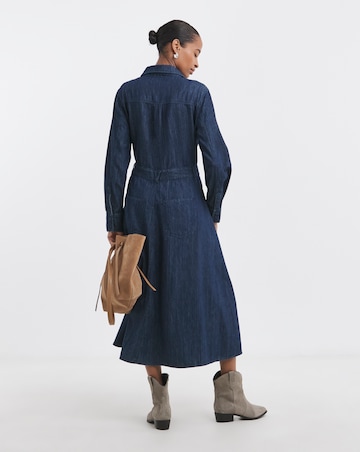 Pure Cotton Indigo A Line Shirt Dress