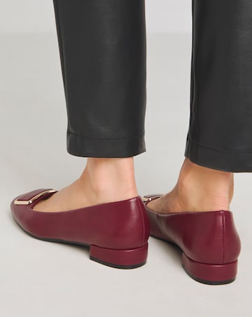 Heavenly Soles Ellen Low Block Heel Ballerina With Trim Extra Wide EEE Fit