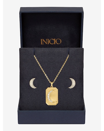 Inicio Gold Plated and Pave Moon Set - Gift Box