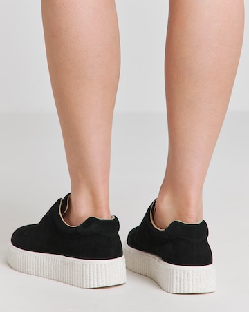 Monique Leather Lace Free Slip on Chunky Trainers - Extra Wide Fit (EEE)