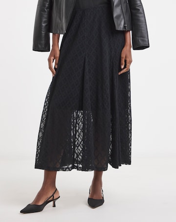 Black Lace Godet Skirt