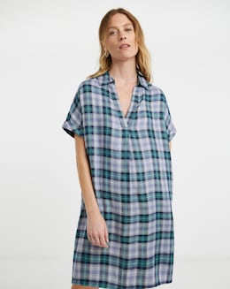 Check Collared Tunic Dress