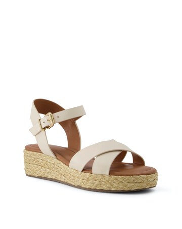 Dune London Linnie Leather Cross Strap Wedge Sandals E Fit