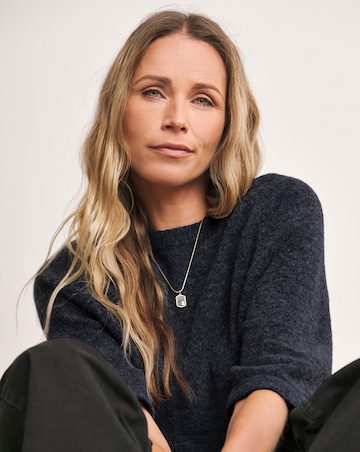 Anthology Navy Knitted Short Sleeve Jumper