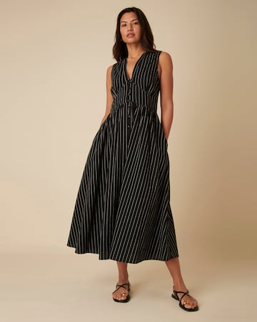 Nobody's Child Sleeveless Starlight Midaxi Dress Black Ticking Stripe