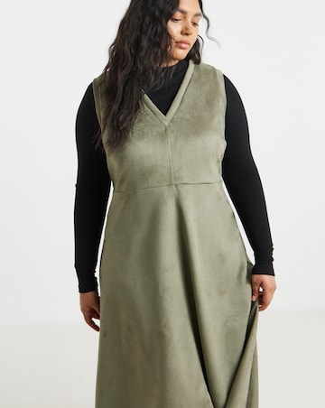 Simply Be Khaki Suedette Pinafore Dress
