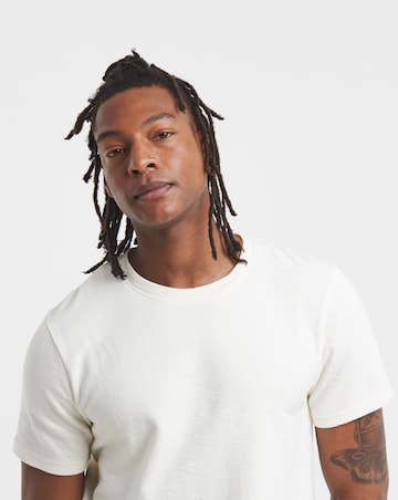 Textured Crew Neck T-Shirt-White