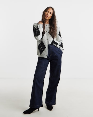 Mono Sparkle Argyle Cardigan