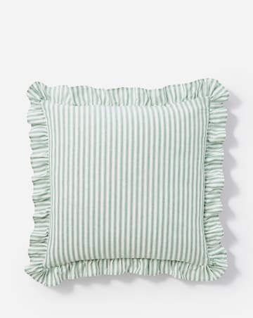 Sylvia Ruffled Stripe Cushion - Green