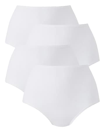 Pretty Secrets 4 Pack Value Cotton Full Brief Knickers -White