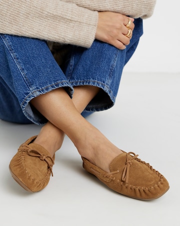 Swift Whipstitch Detail Puckered Suede Loafers - Wide Fit (E)