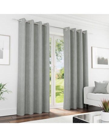 Knightsbridge Chenille Black Out Eyelet Curtains