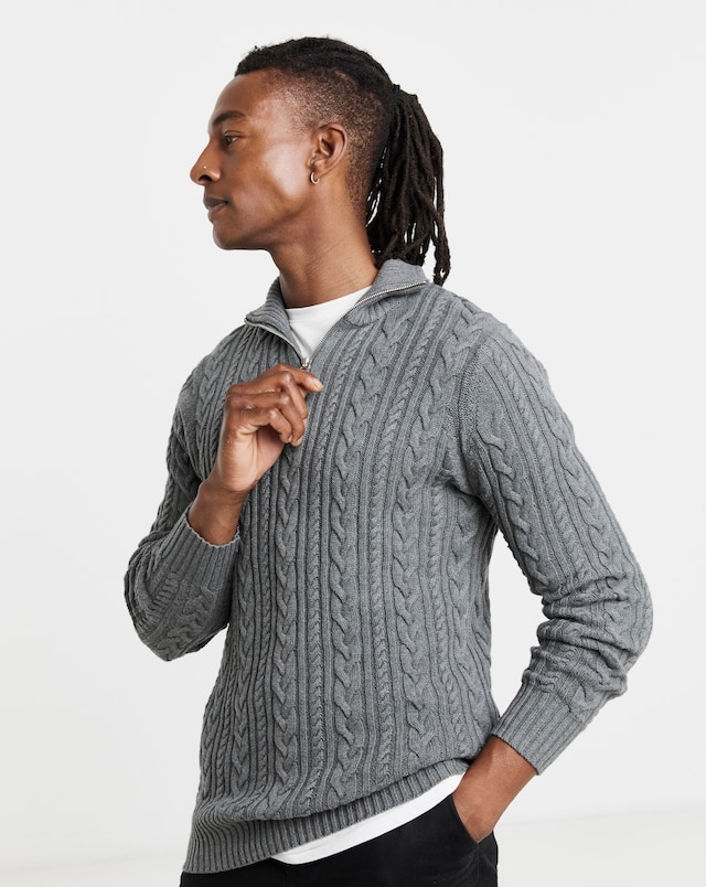 Cable 1/4 Zip Neck Jumper