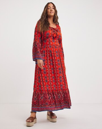 Joe Browns Red Florence Boho Crinkle Dress | JD Williams