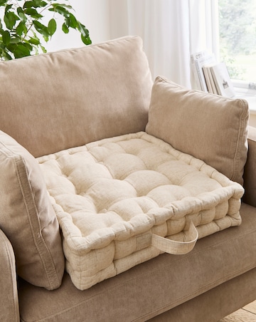 Faux Linen Padded Seat Cushion - Natural
