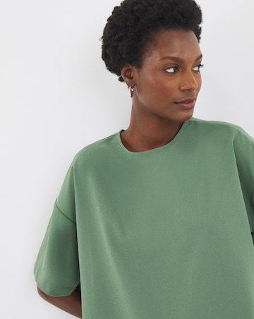 Crepe Boxy Short Sleeve Top