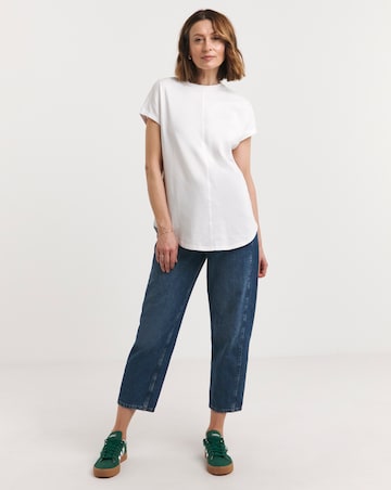 White Relaxed Short Sleeve Longline Top