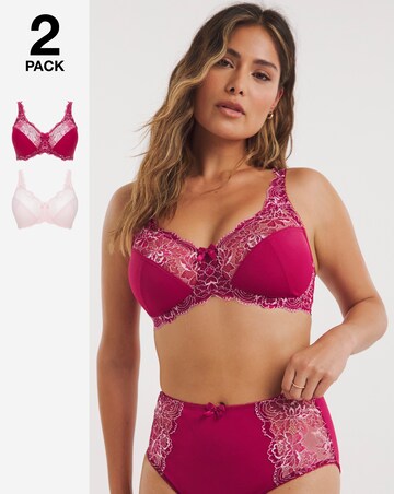 Pretty Secrets 2 Pack Ella Lace Full Cup Non Wired Bras B-H