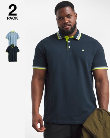 Jack & Jones Paulos Tipped Polo 2 Pack - Multi