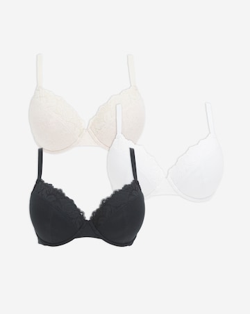 Pretty Secrets (3 Pack) Harper Lace Ribbed Plunge T-Shirt Bras (B-F)