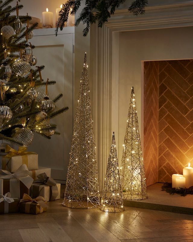 Set of 3 Shimmer Light Up Cone Trees
