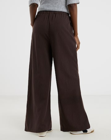 Chocolate Pinstripe Drawstring Wide Leg Trouser