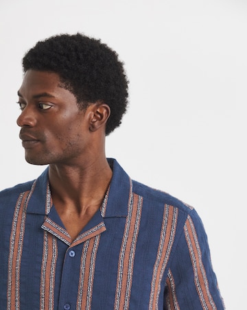 Pointelle Revere Collar Striped Shirt