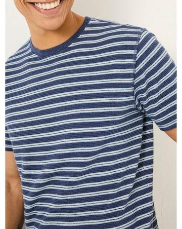 Fatface Waffle Stripe T-Shirt - Navy
