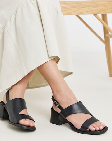 Dorit Cut Out Stacked Heel Sandals - Wide Fit (E)