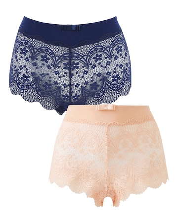 Pretty Secrets (2 Pack) Lottie Lace Briefs Navy/Blush