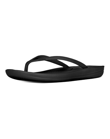 Fitflop Black Iqushion Ergonomic Toe Post Flip Flops -Standard Fit (D)