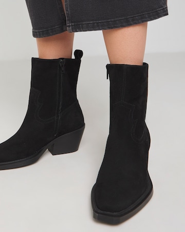 Rayla Suede Western Ankle Boots - Wide Fit (E)