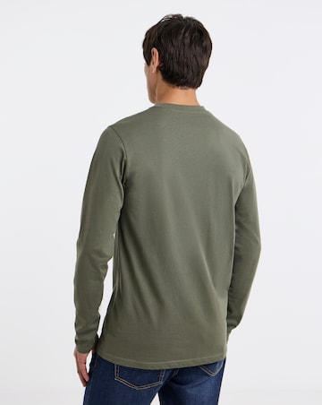 Long Sleeve Crew Neck T-Shirt Long Length-Olive