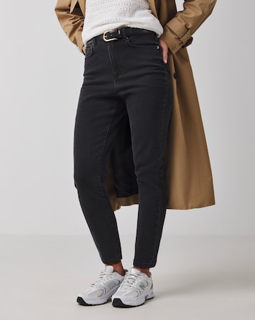 Washed Black Slim Mom Jeans