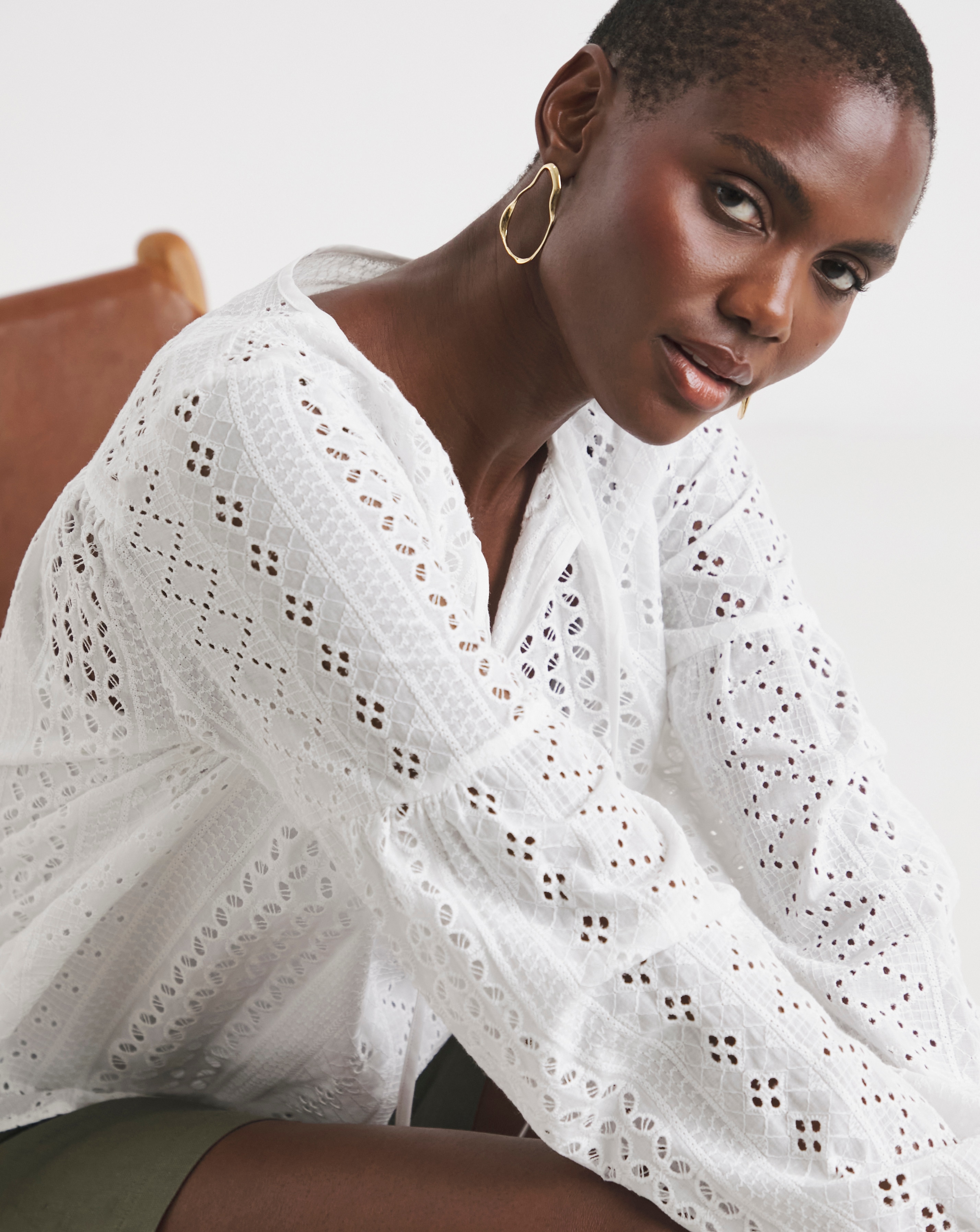 Pure Cotton Broderie Blouse