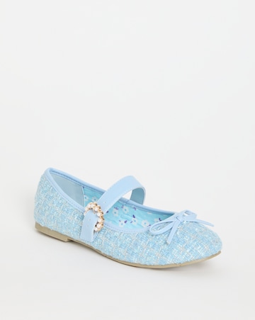 Joe Browns Blue Flat Tweed Mary Jane- Extra Wide Fit (EEE)