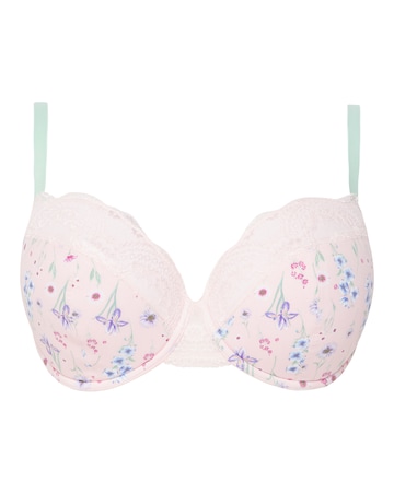 Pretty Secrets Floral Print Micro Underwired Padded Plunge Bra B-F