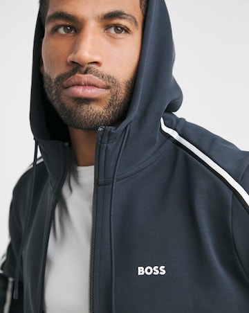 BOSS Dark Blue Oversized Full Zip Hoodie