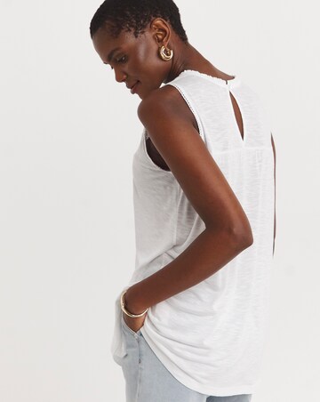 White Embroidered Yoke Vest