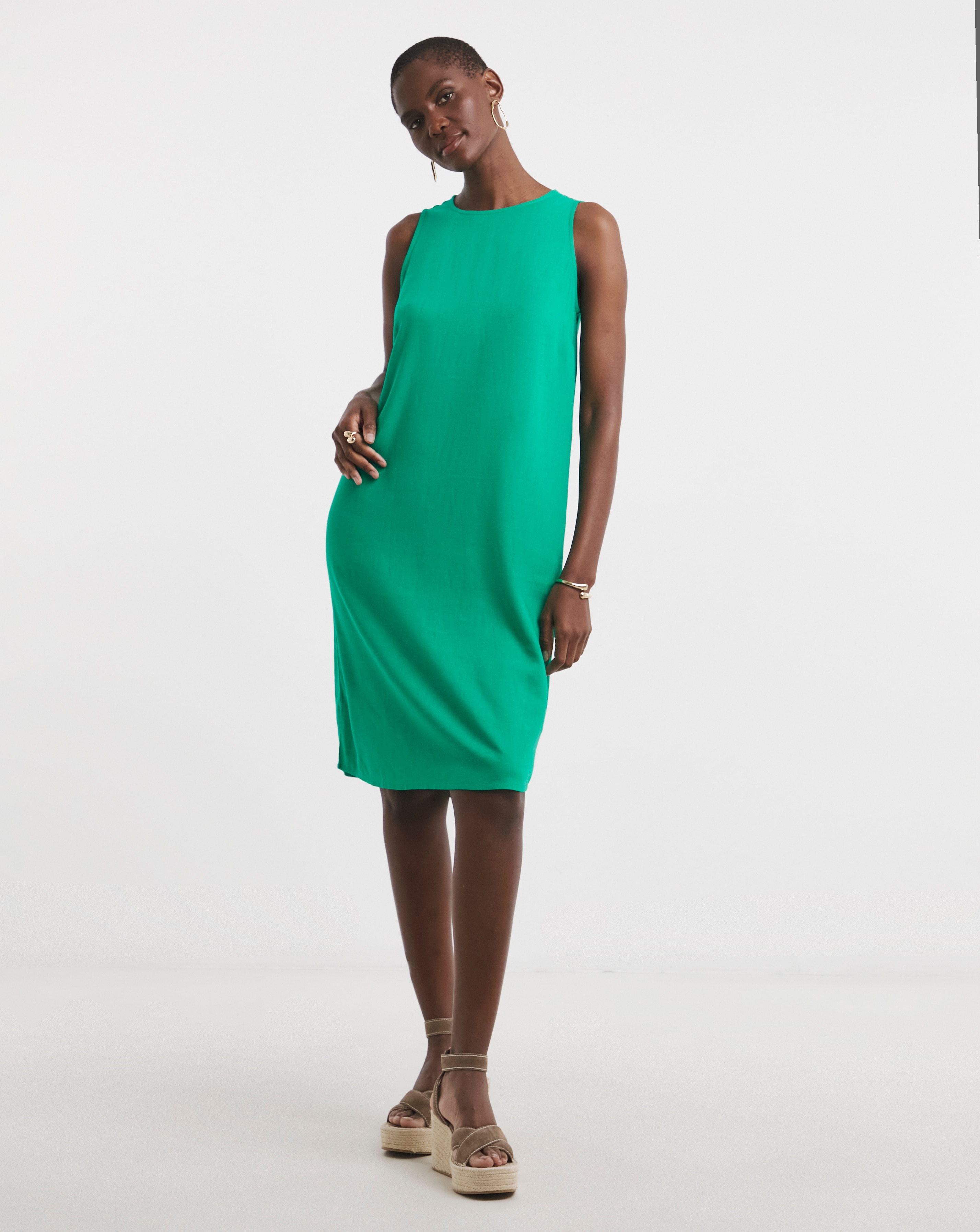 Linen Mix Sleeveless Shift Dress | JD Williams
