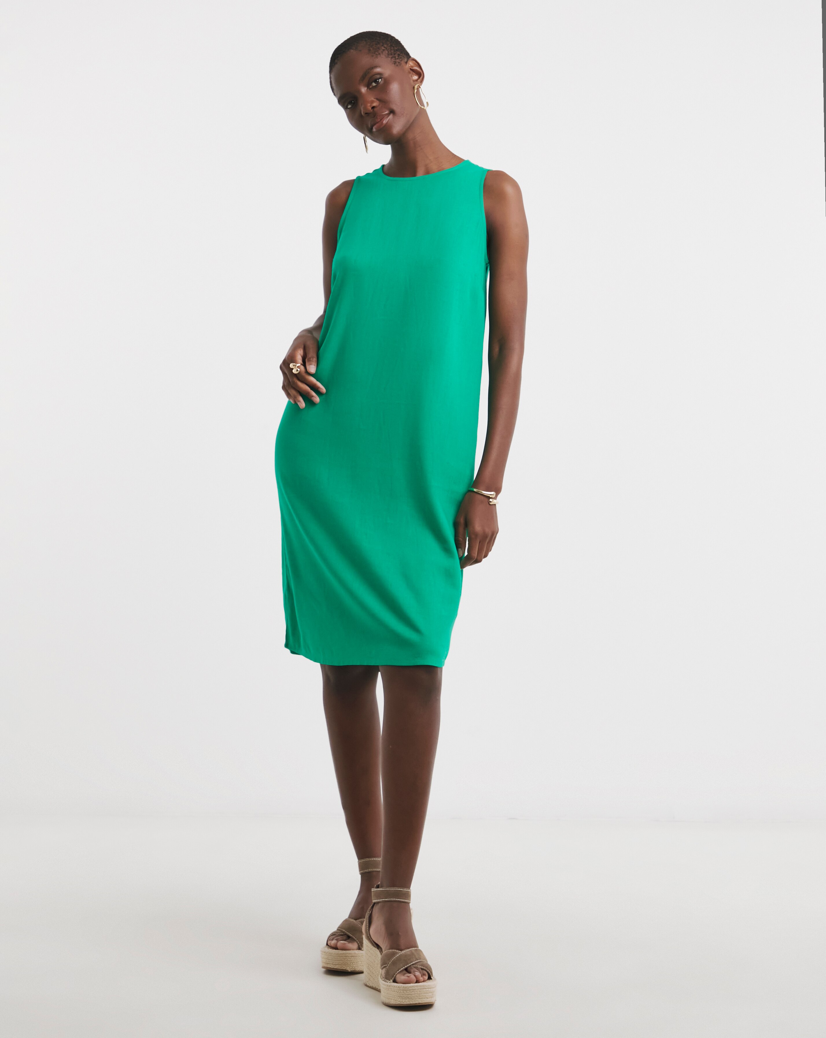 Linen Mix Sleeveless Shift Dress