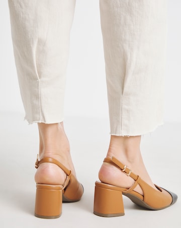 Heavenly Soles Tegan Low Block Heel Slingback Shoes - Extra Wide Fit (EEE)