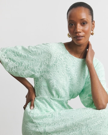 Joanna Hope Lace Dress With Puff Sleeves