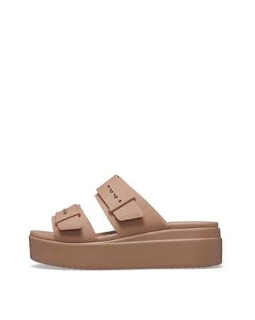 Crocs Latte Brooklyn Low Wedge Slider Sandals